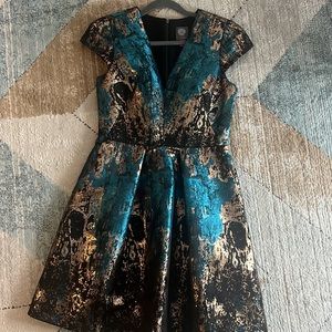 Vince Camuto Jacquard Fit & Flare V-Neck Dress, Size 4